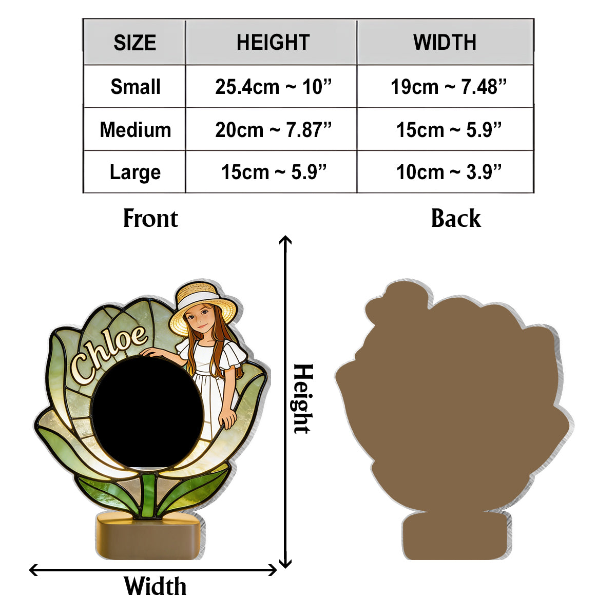 Miroir de bureau personnalisé avec photo et fleur - Miroir de bureau « Amour-propre »