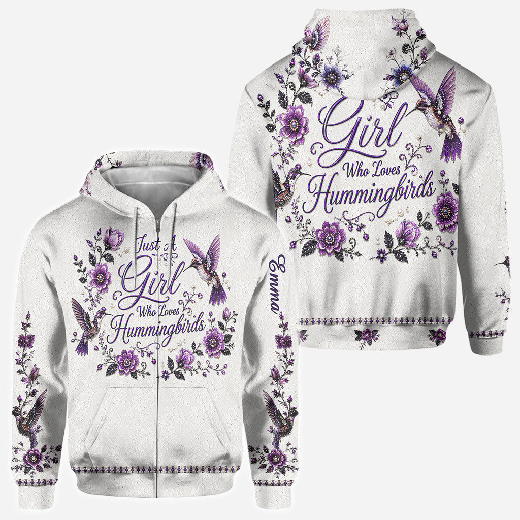 Ein Mädchen, das Kolibris liebt - Personalisierte Kolibri-Allover-Shirt