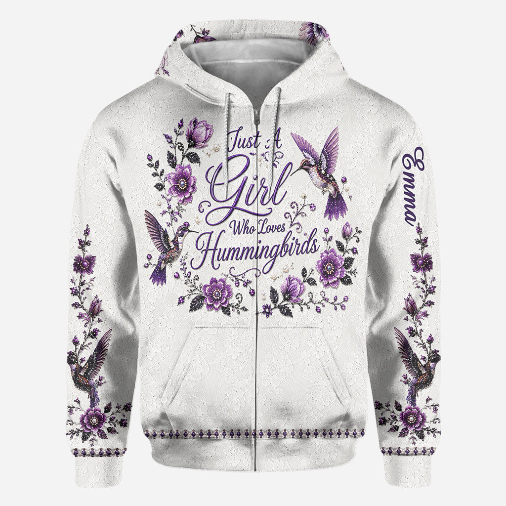 Ein Mädchen, das Kolibris liebt - Personalisierte Kolibri-Allover-Shirt