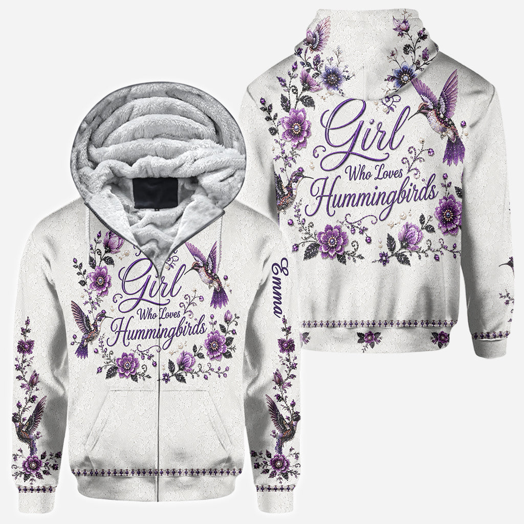 Ein Mädchen, das Kolibris liebt - Personalisierte Kolibri-Allover-Shirt