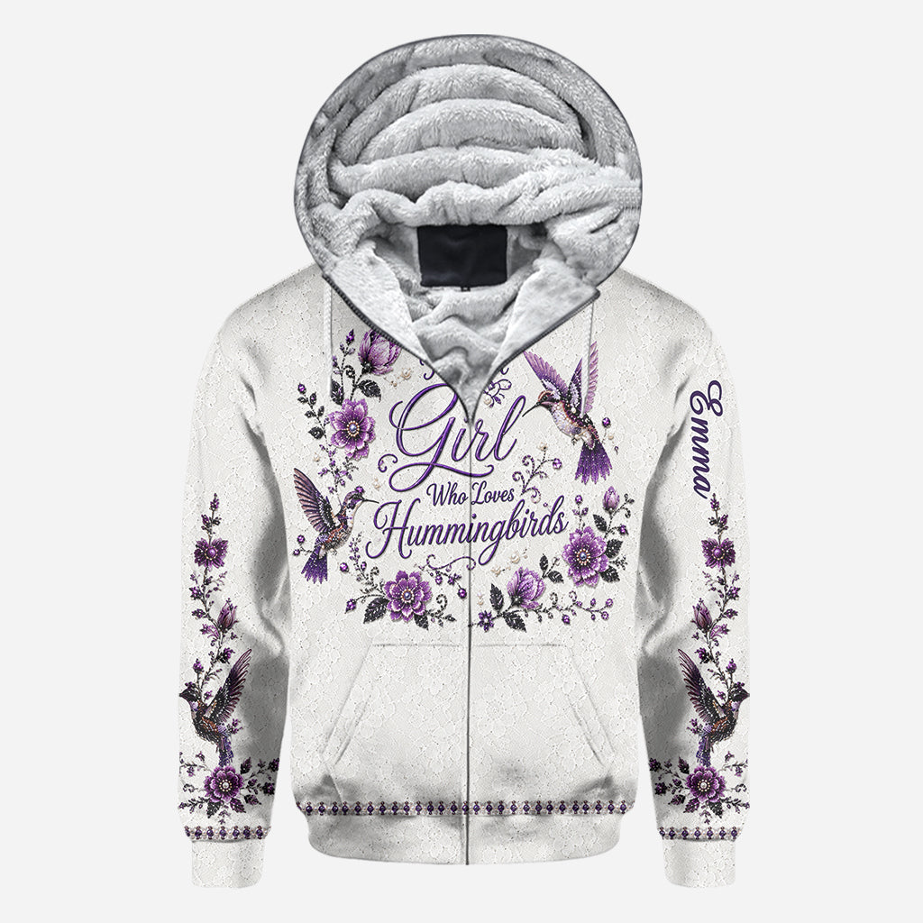 Ein Mädchen, das Kolibris liebt - Personalisierte Kolibri-Allover-Shirt