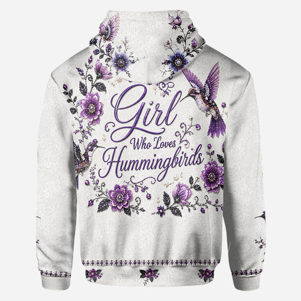 Ein Mädchen, das Kolibris liebt - Personalisierte Kolibri-Allover-Shirt