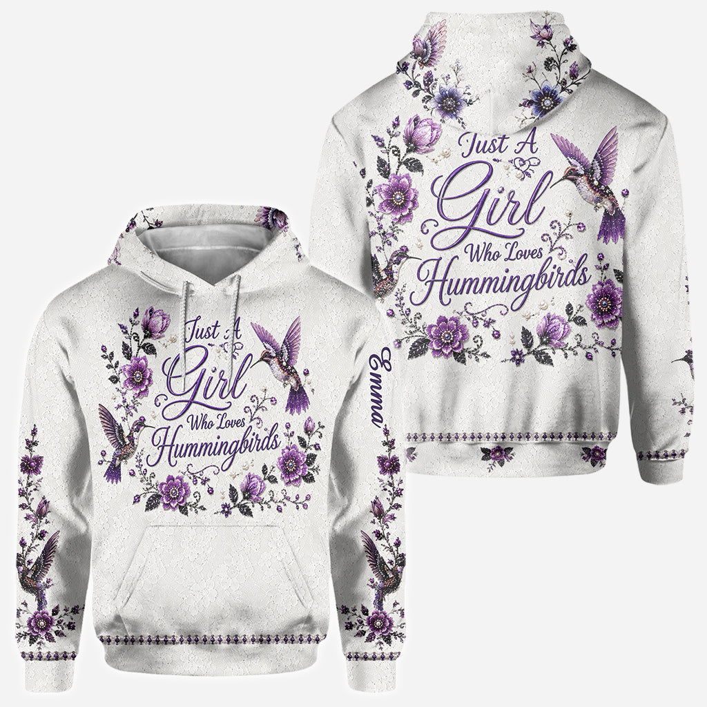 Ein Mädchen, das Kolibris liebt - Personalisierte Kolibri-Allover-Shirt