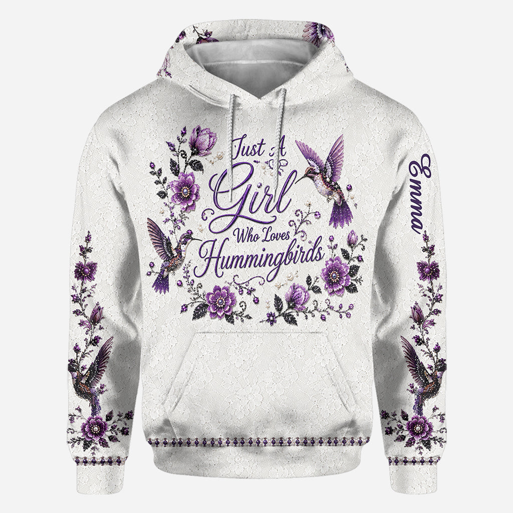 Ein Mädchen, das Kolibris liebt - Personalisierte Kolibri-Allover-Shirt