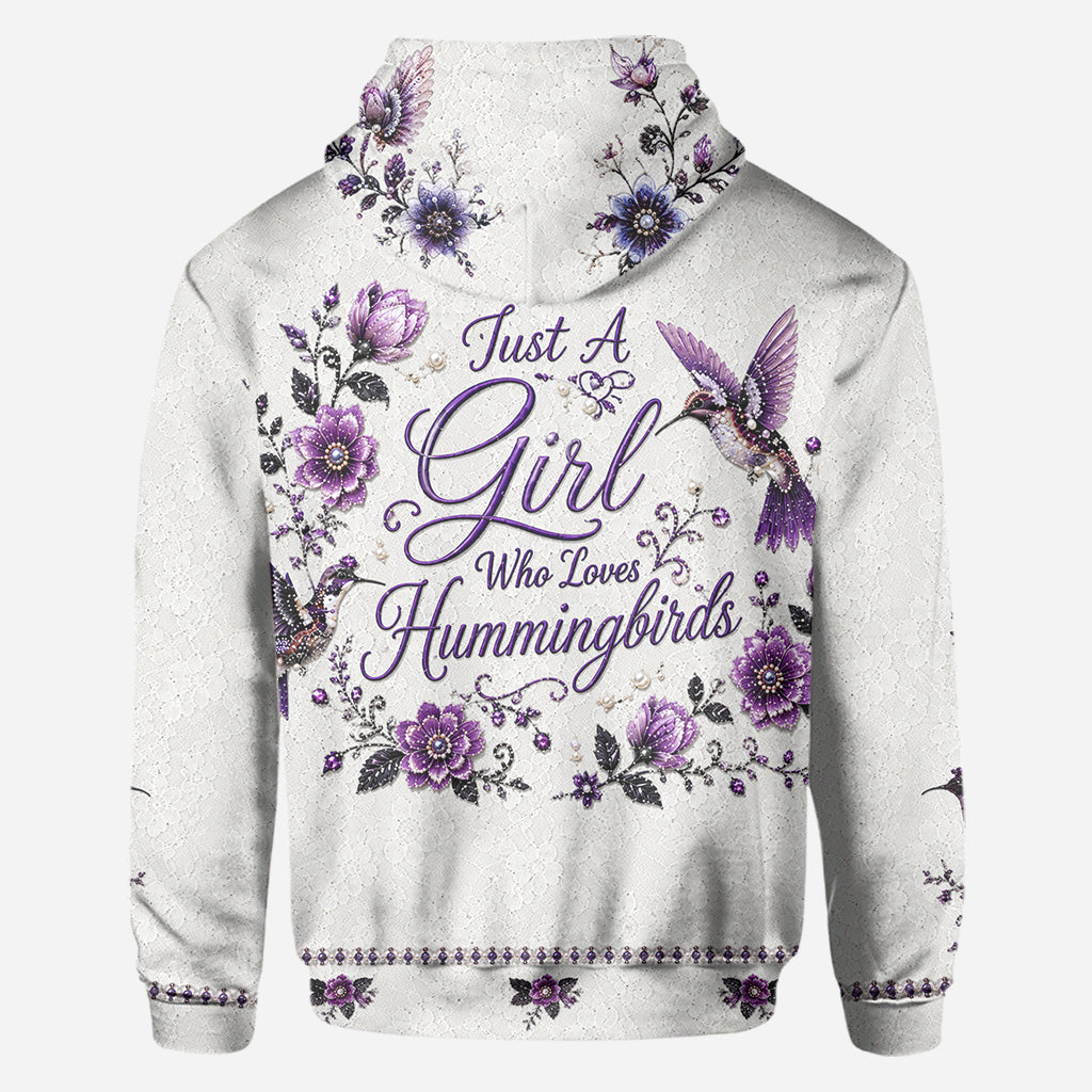 Ein Mädchen, das Kolibris liebt - Personalisierte Kolibri-Allover-Shirt