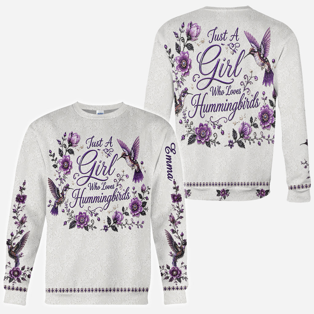 Ein Mädchen, das Kolibris liebt - Personalisierte Kolibri-Allover-Shirt