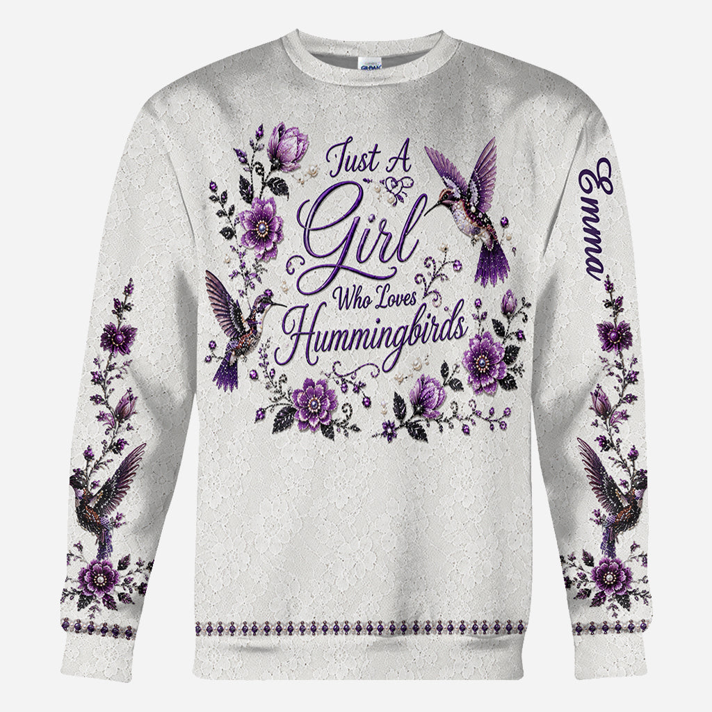 Ein Mädchen, das Kolibris liebt - Personalisierte Kolibri-Allover-Shirt