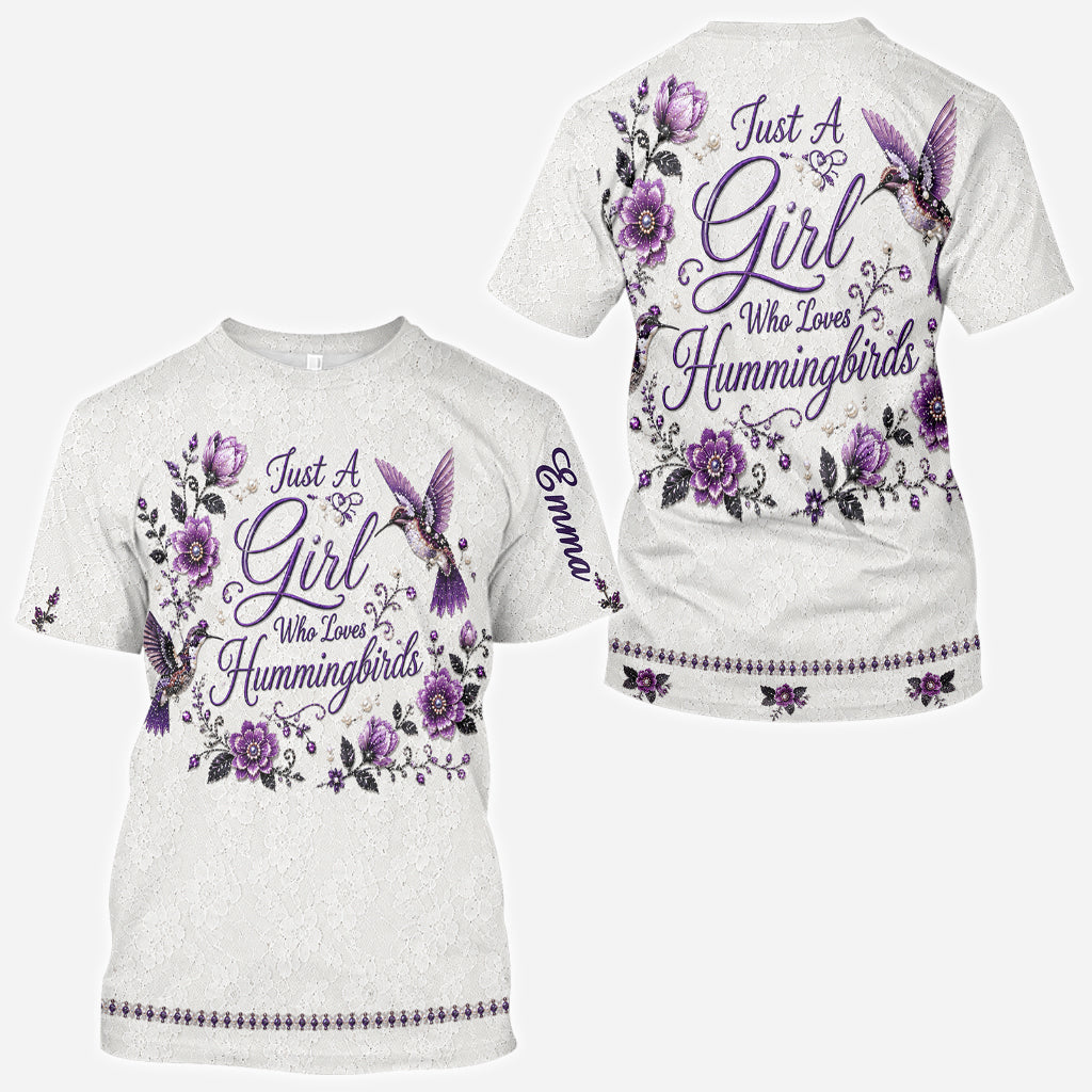 Ein Mädchen, das Kolibris liebt - Personalisierte Kolibri-Allover-Shirt