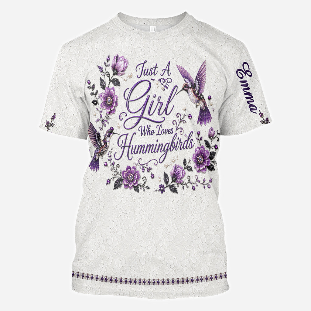 Ein Mädchen, das Kolibris liebt - Personalisierte Kolibri-Allover-Shirt