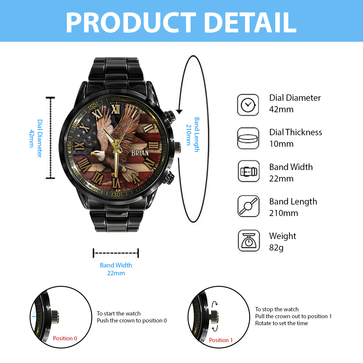 God Bless America - Personalized Independence Day/ 4th of July Hand Watch