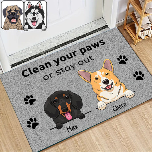 Clean Your Paws Or Stay Out - Personalized Dog Doormat