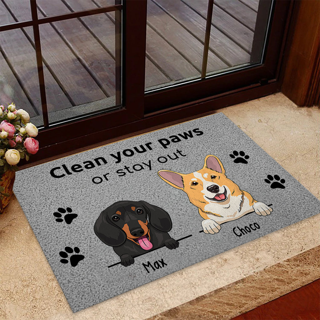 Clean Your Paws Or Stay Out - Personalized Dog Doormat