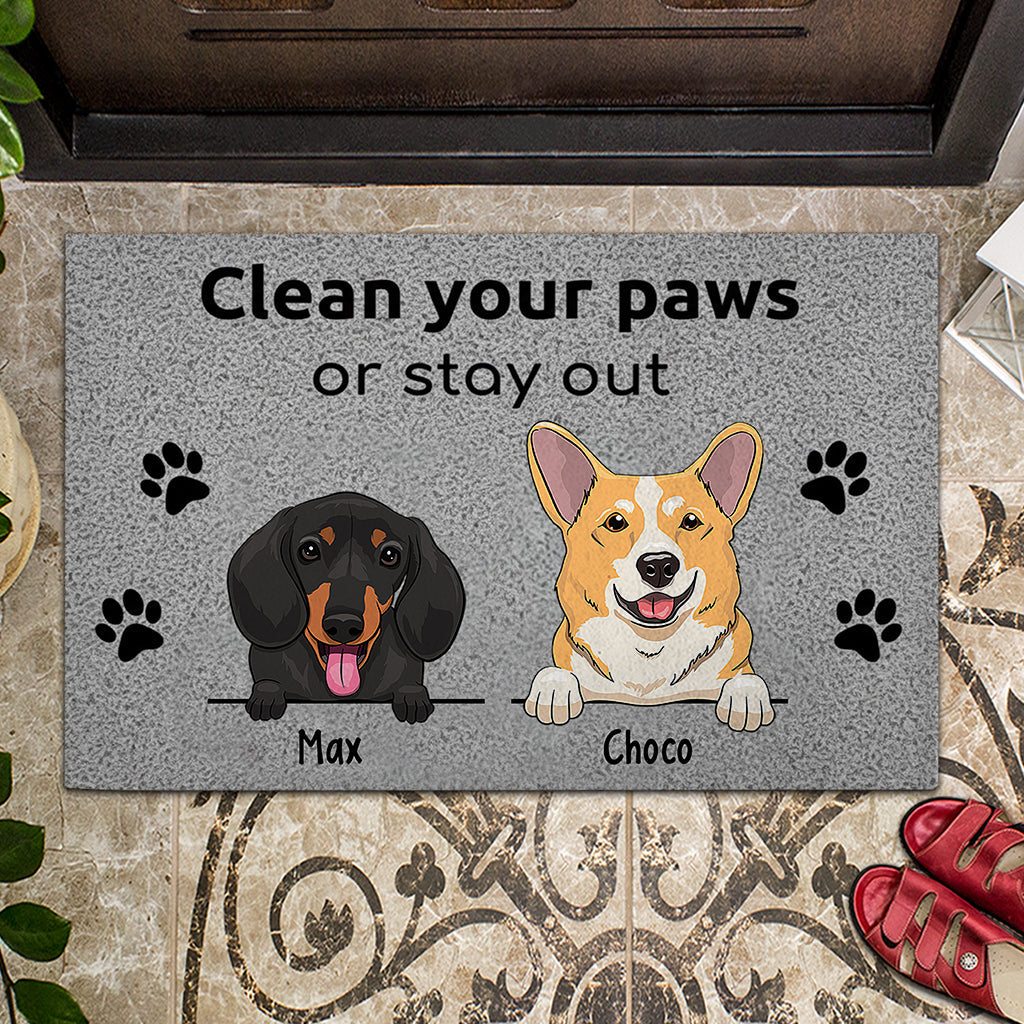 Clean Your Paws Or Stay Out - Personalized Dog Doormat