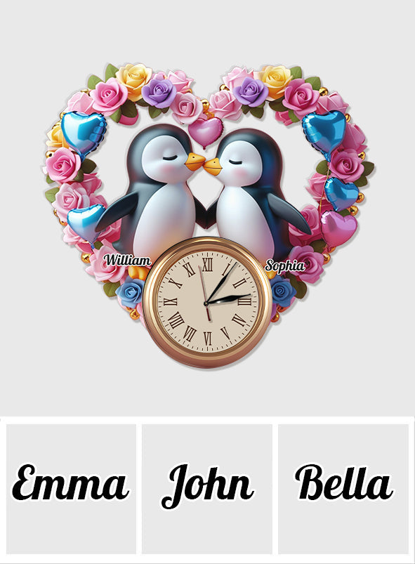 You Are My Penguin - Personalized Couple LED Light Wall Clock
