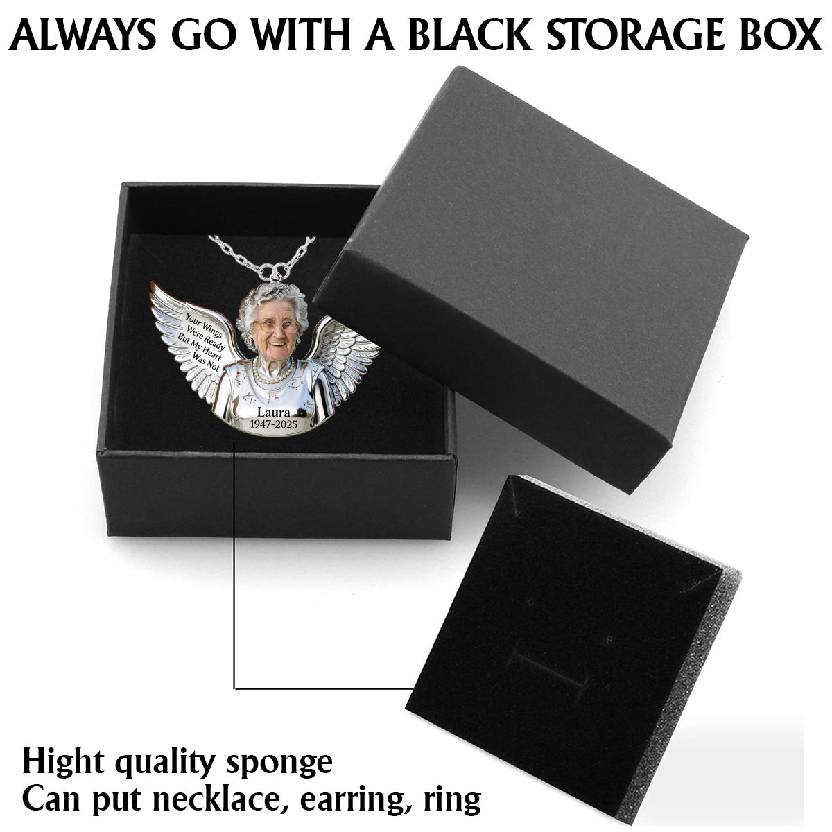 Your Wings Were Ready - Personalized Memorial Shaped Metal Pendant Necklace