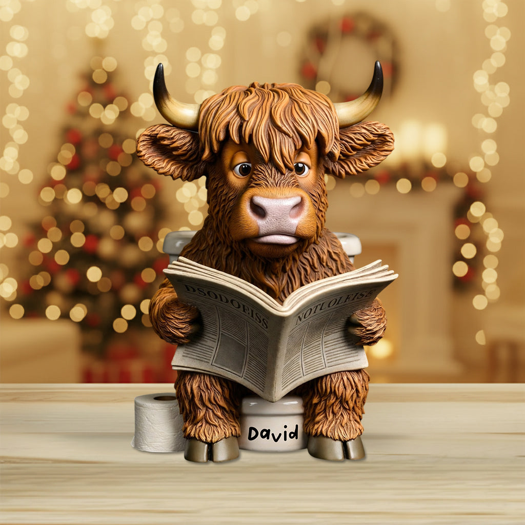 Funny Bathroom Decor - Highland Cow Toilet Bucket - Personalized Highland Cow Custom Shaped Acrylic Plaque