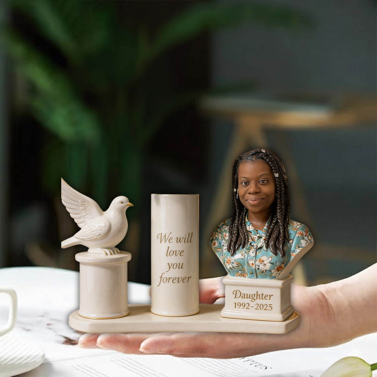 Wir werden dich für immer lieben - Personalisierte Gedenk-Acrylblumenvase in Sonderform