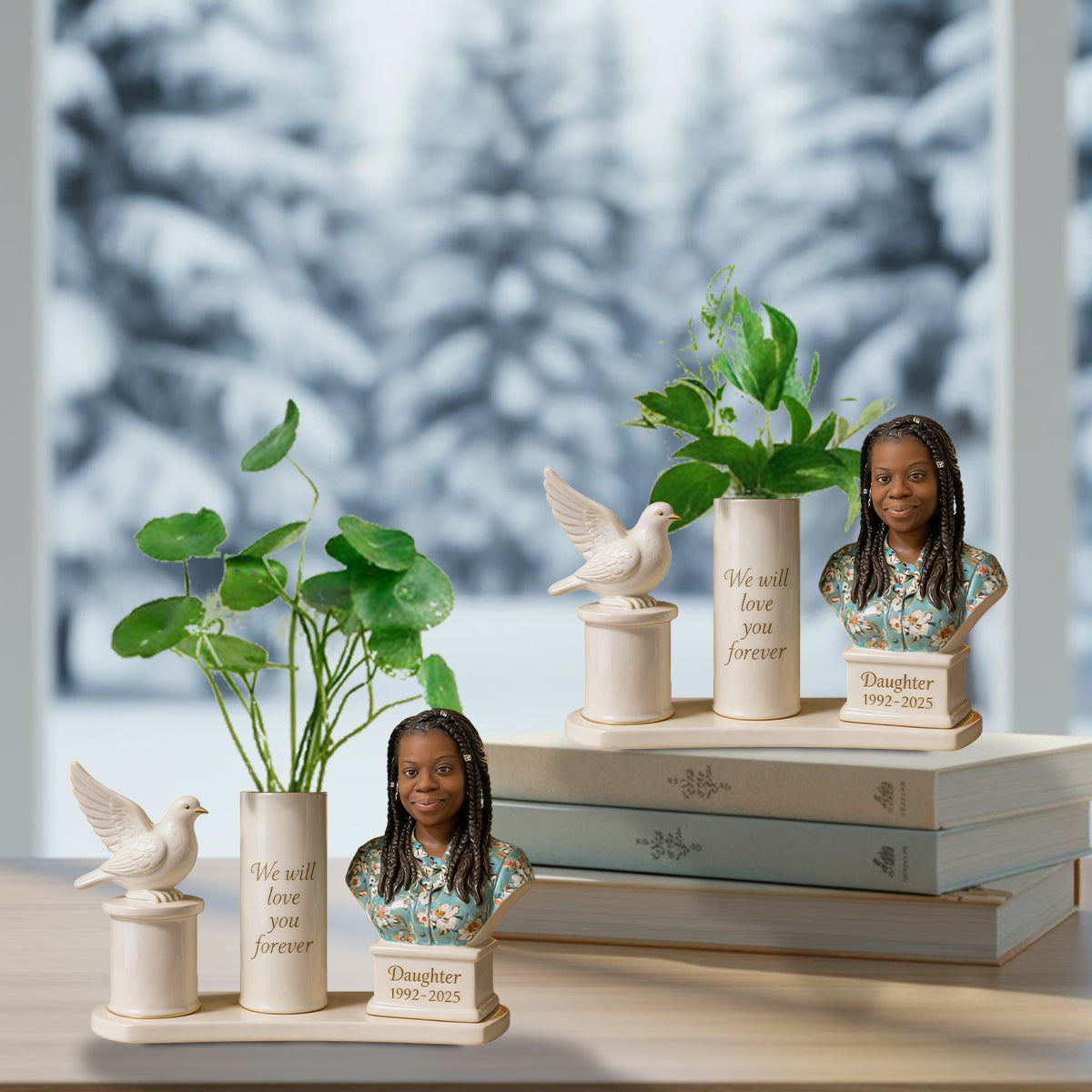 Wir werden dich für immer lieben - Personalisierte Gedenk-Acrylblumenvase in Sonderform