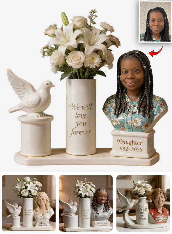 Wir werden dich für immer lieben - Personalisierte Gedenk-Acrylblumenvase in Sonderform