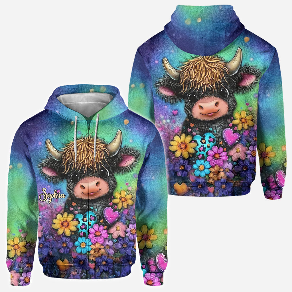 Einfach ein Mädchen, das Hochlandrinder liebt – personalisiertes T-Shirt mit Hochlandrind-Motiv