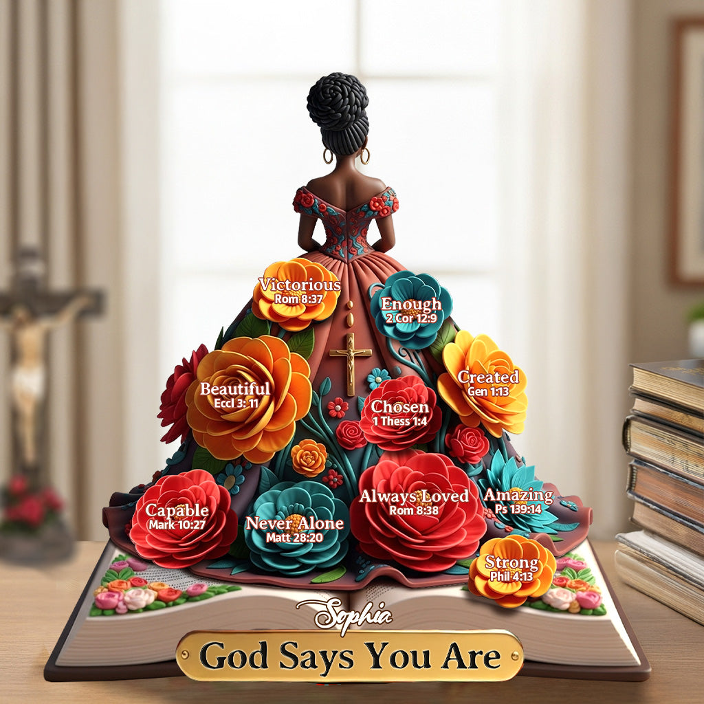 God Says You Are - Personalized African American Custom Shaped Acrylic Plaque