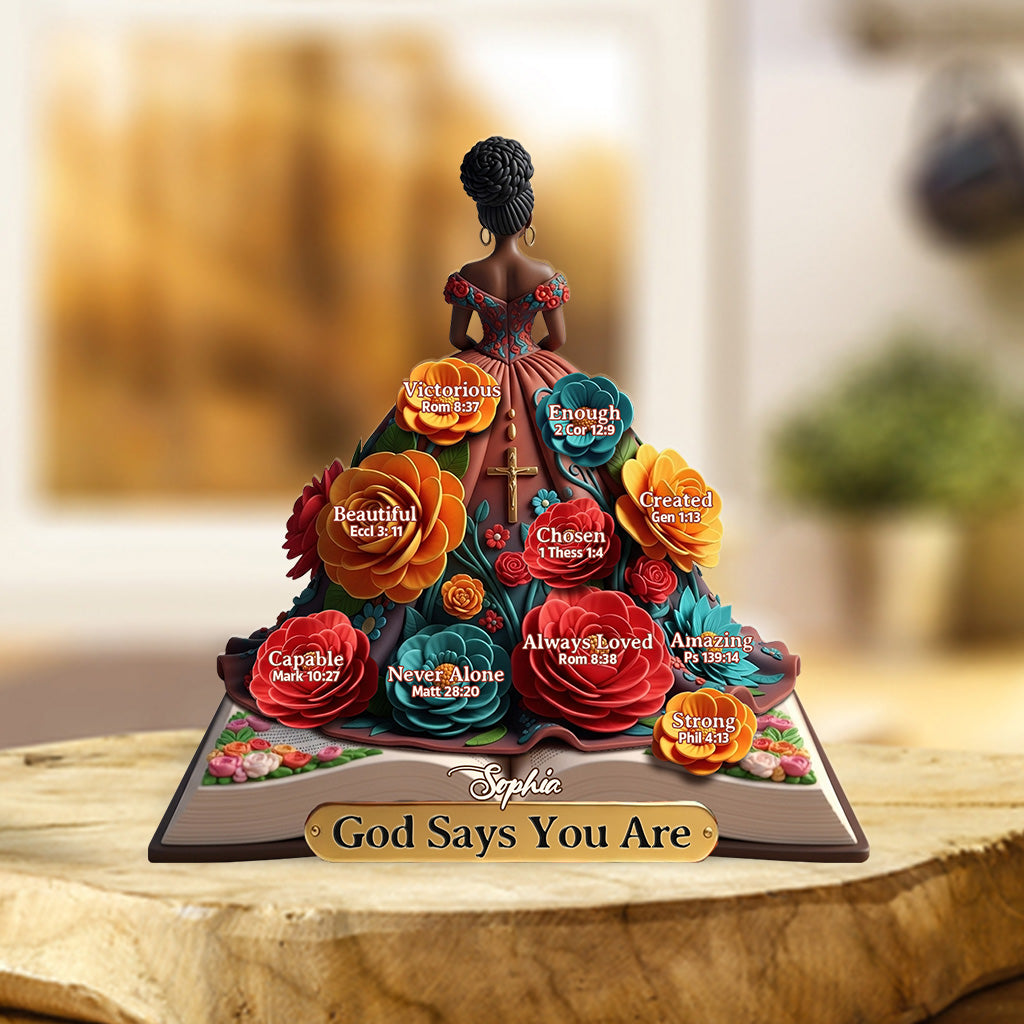 God Says You Are - Personalized African American Custom Shaped Acrylic Plaque