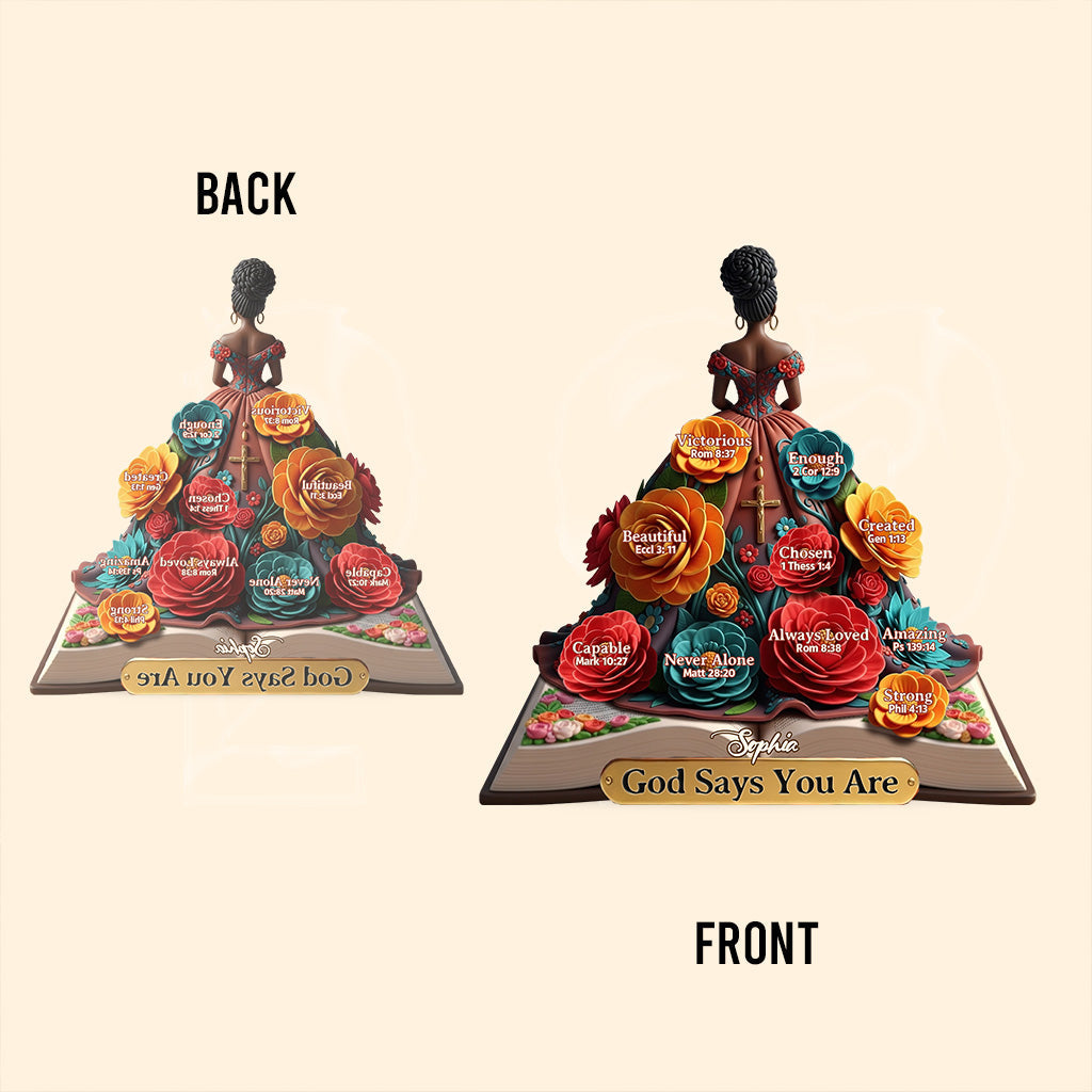 God Says You Are - Personalized African American Custom Shaped Acrylic Plaque