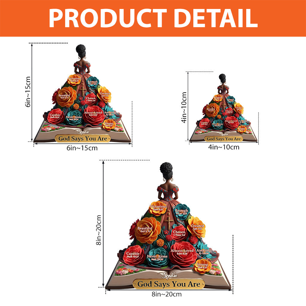 God Says You Are - Personalized African American Custom Shaped Acrylic Plaque