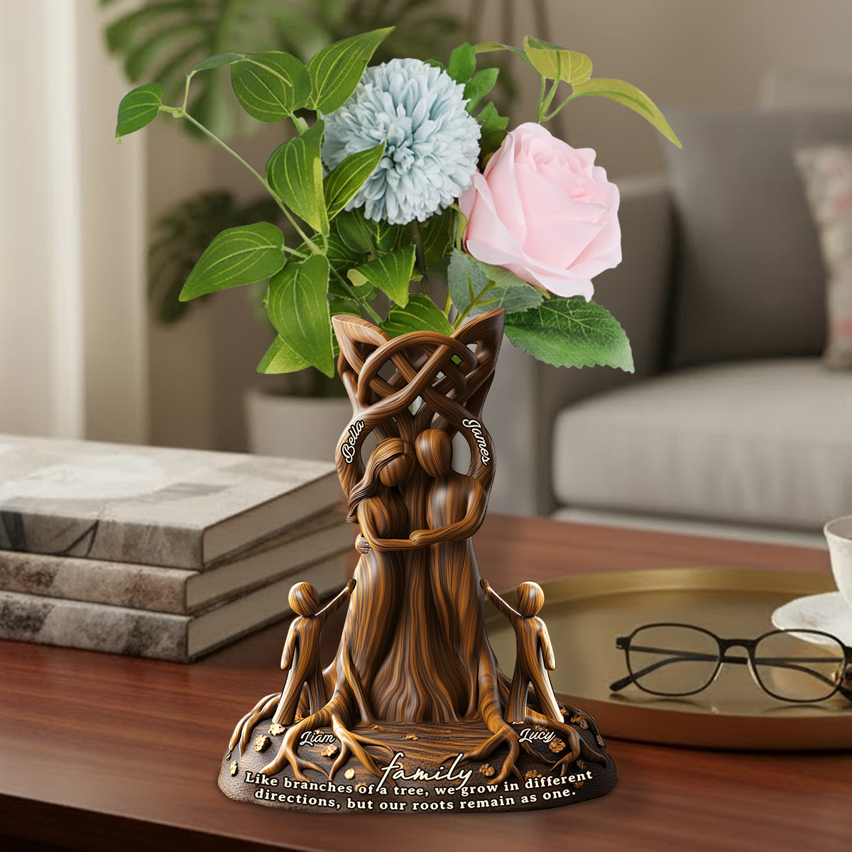 Our Roots Remain As One Perfect Gift For Your Family Members - Personalized Family Custom Shape Acrylic Flower Vase