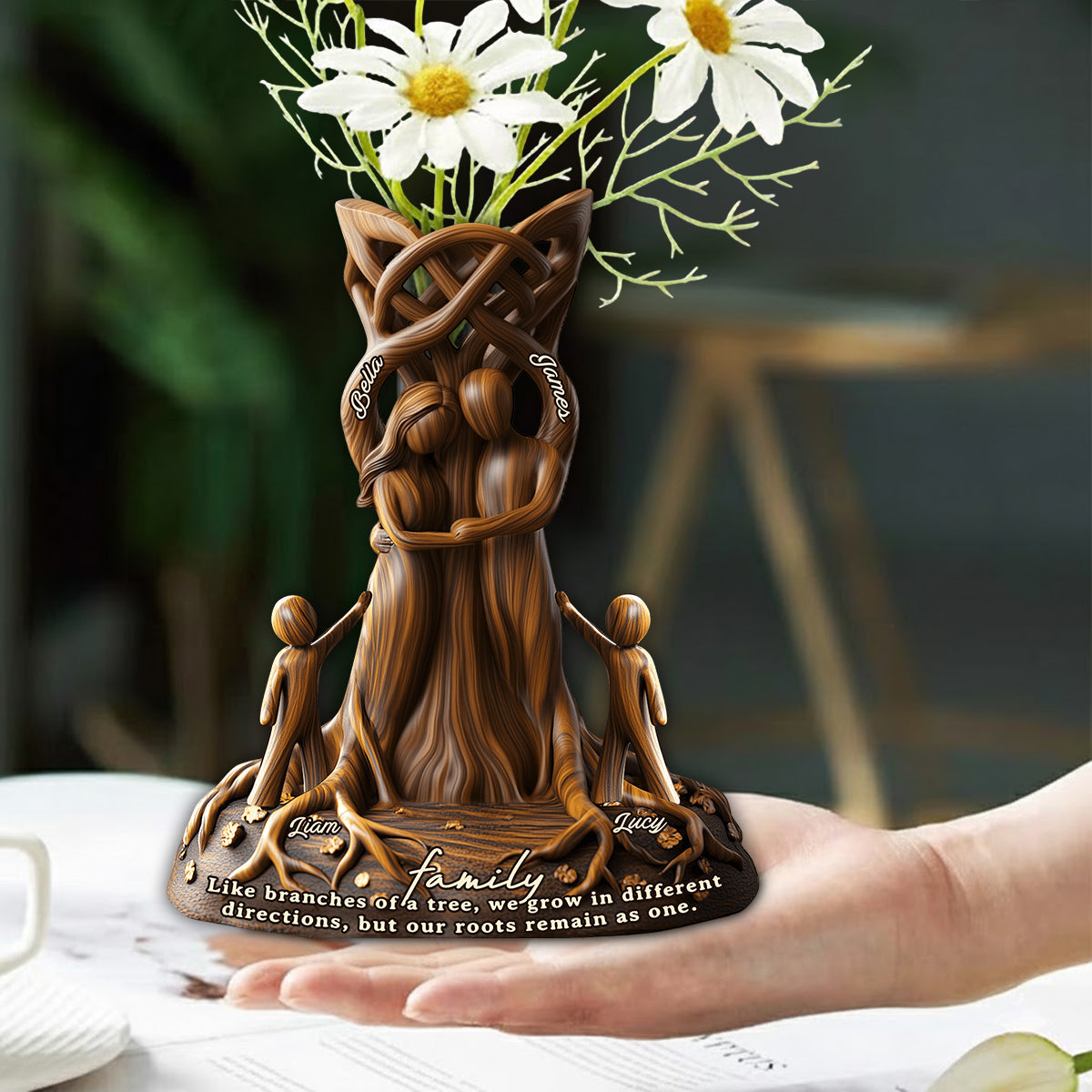 Our Roots Remain As One Perfect Gift For Your Family Members - Personalized Family Custom Shape Acrylic Flower Vase