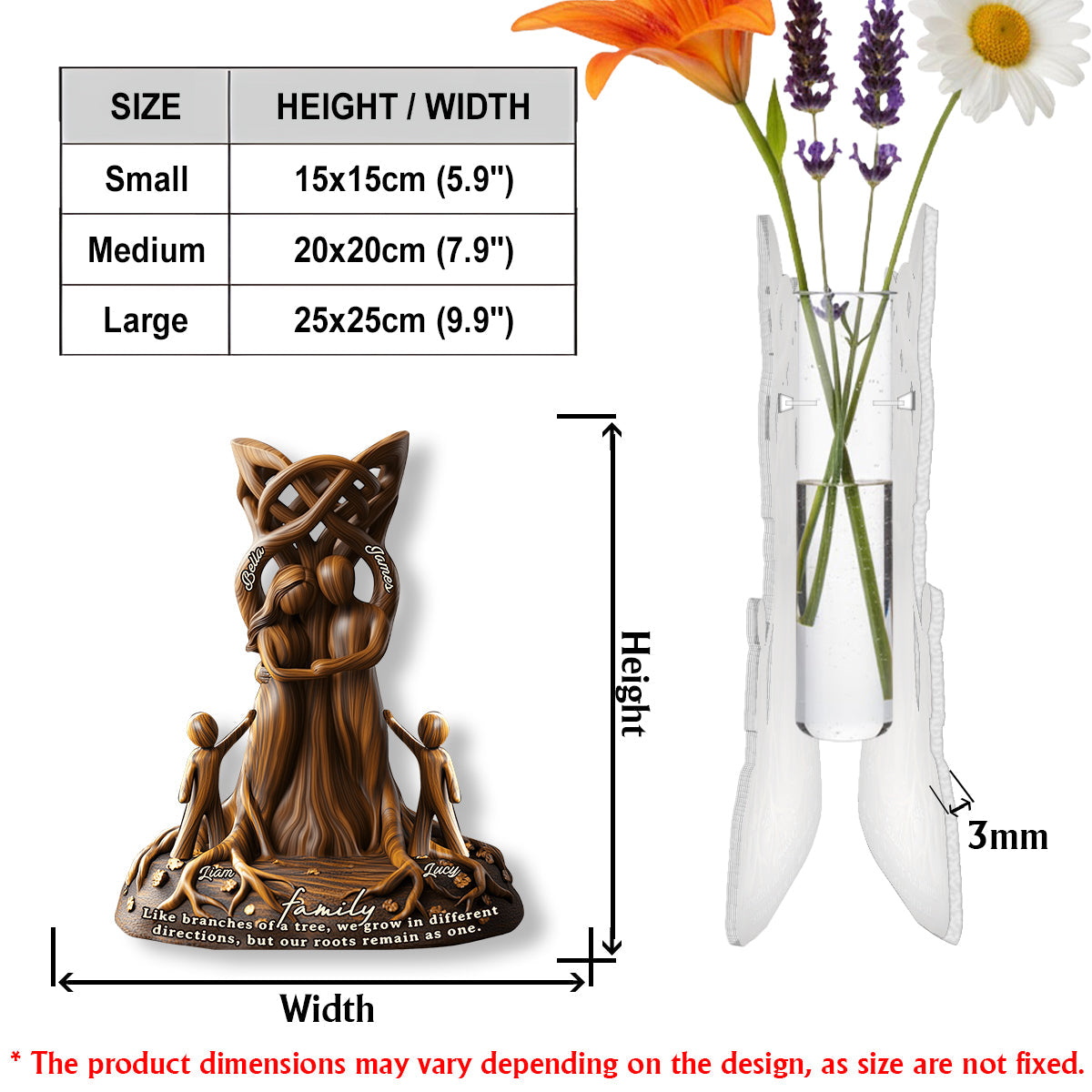 Our Roots Remain As One Perfect Gift For Your Family Members - Personalized Family Custom Shape Acrylic Flower Vase