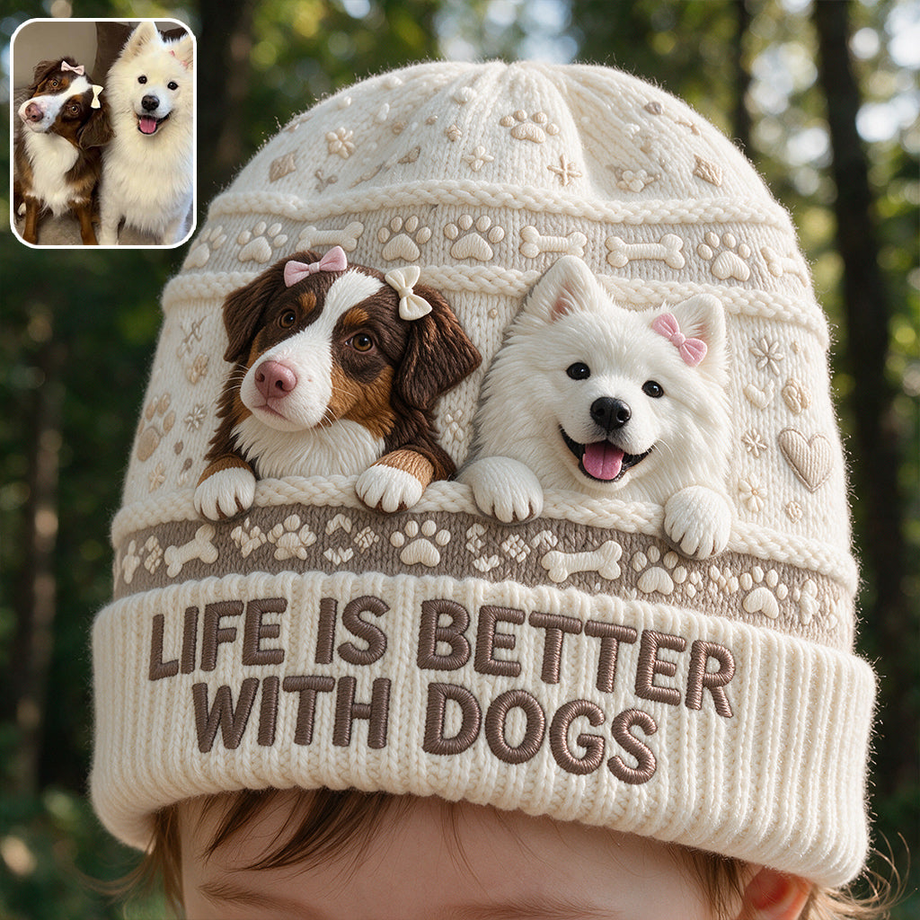 Life Is Better With Pets - Personalized Dog Beanie Hat