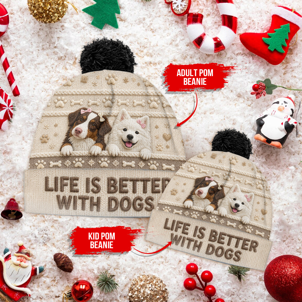 Life Is Better With Pets - Personalized Dog Beanie Hat