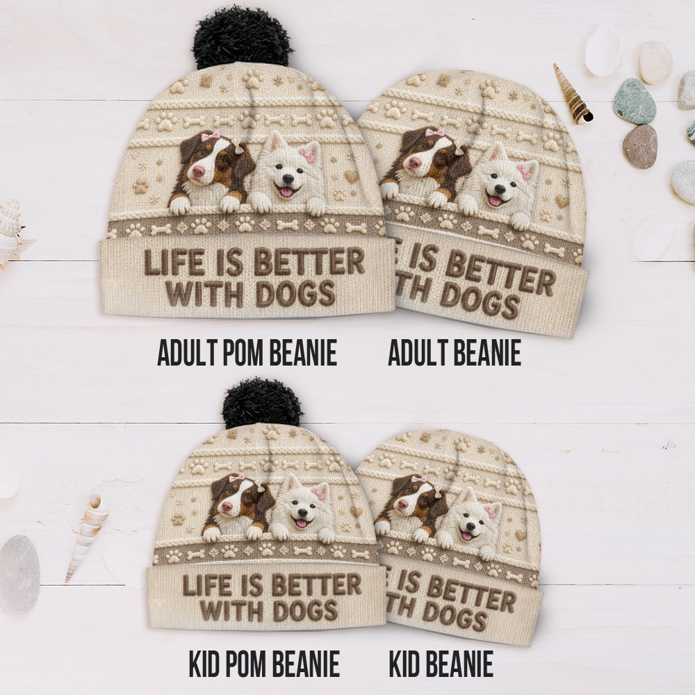Life Is Better With Pets - Personalized Dog Beanie Hat