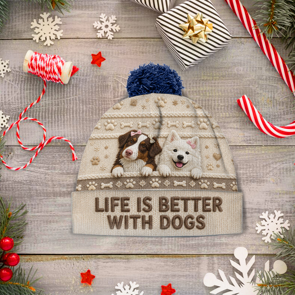 Life Is Better With Pets - Personalized Dog Beanie Hat