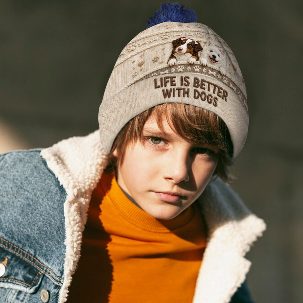 Life Is Better With Pets - Personalized Dog Beanie Hat