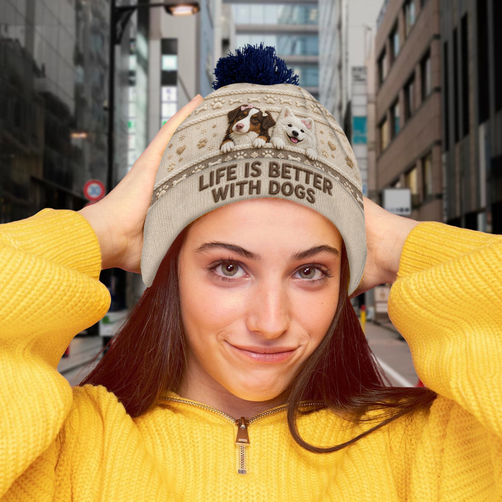 Life Is Better With Pets - Personalized Dog Beanie Hat