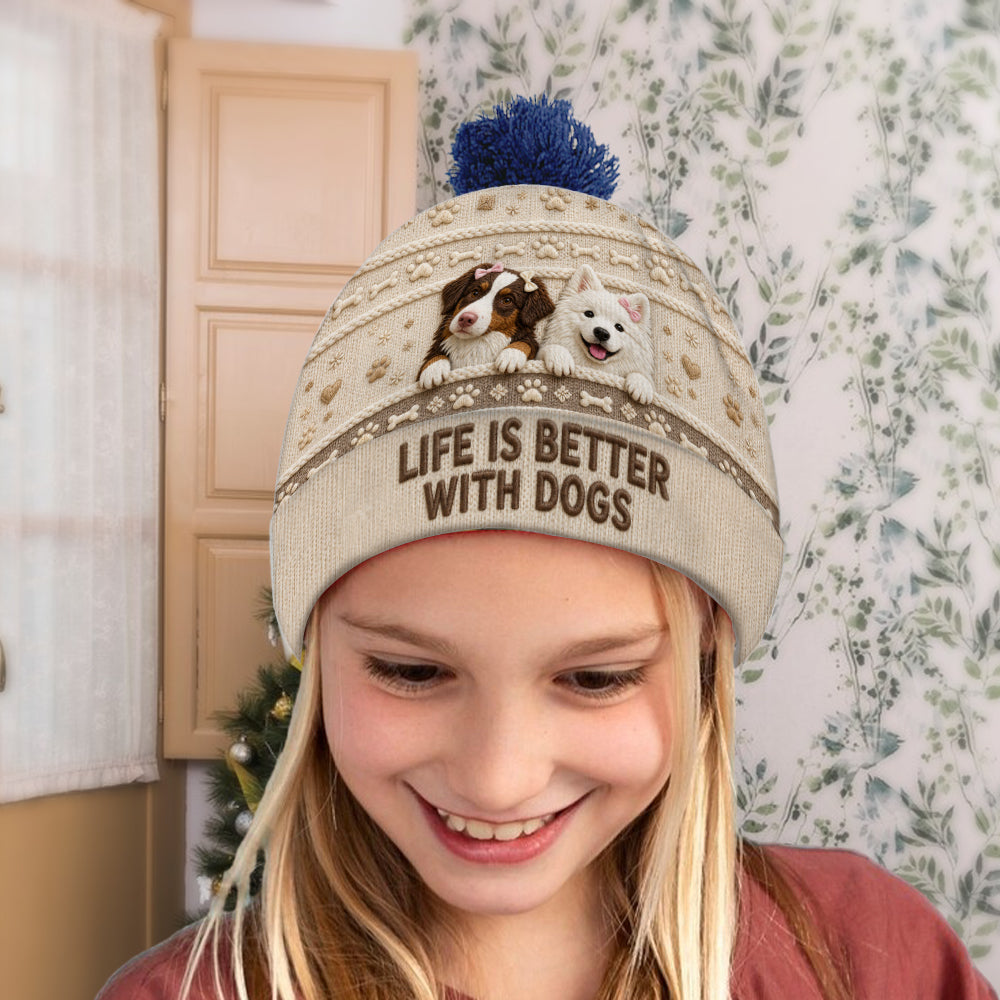 Life Is Better With Pets - Personalized Dog Beanie Hat