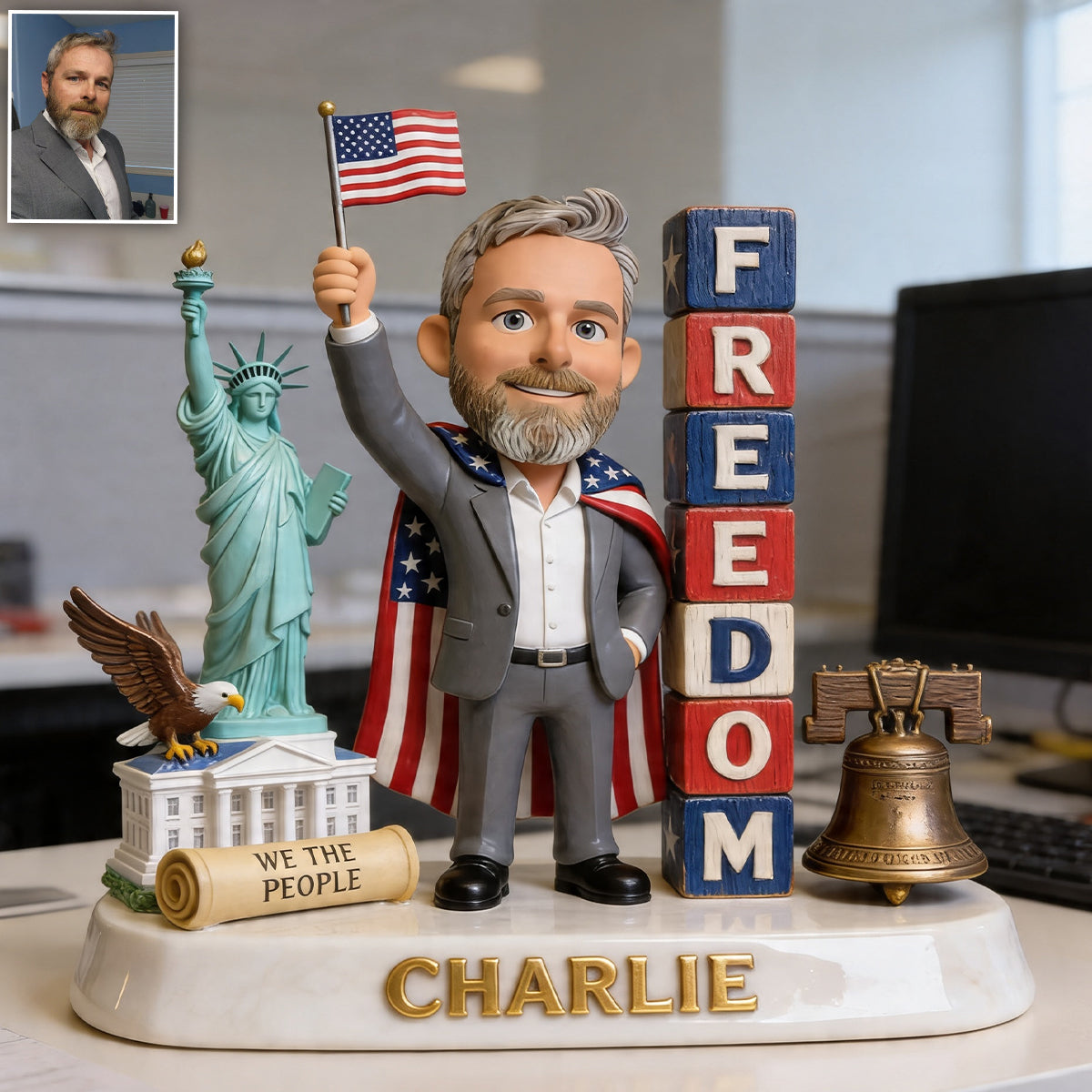 Patriotisches Geschenk für Kollegen - Personalisierte Acrylplakette in Sonderform