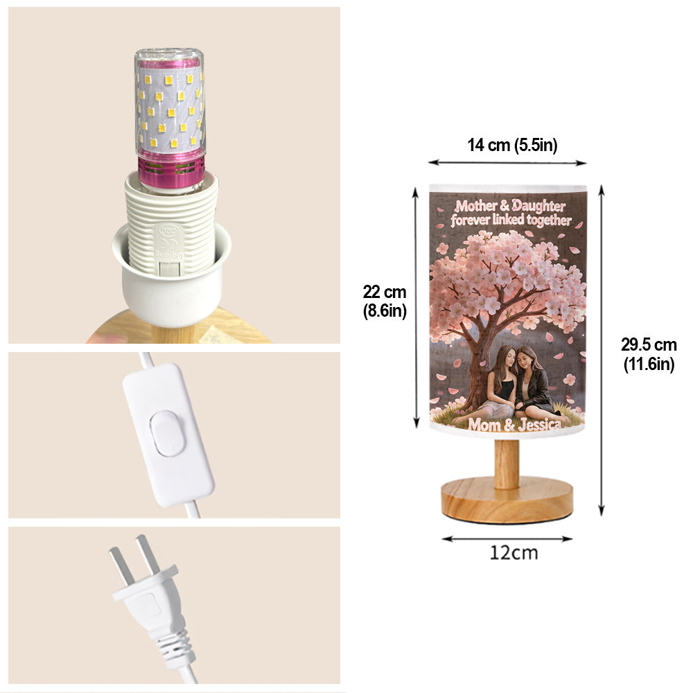 Mutter-Tochter-Liebe – Personalisierte Tischlampe mit Holzsockel