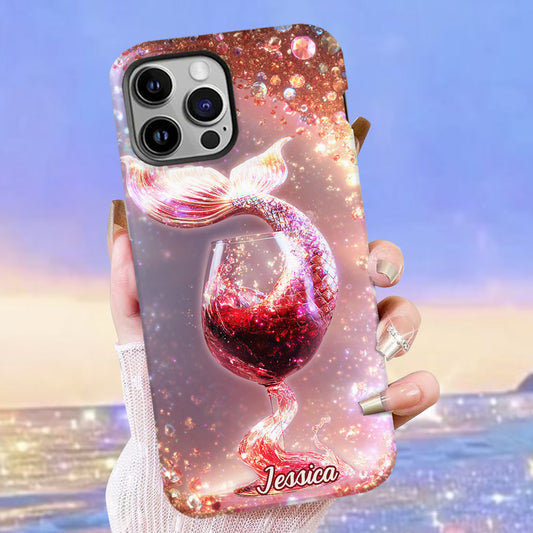 Ich trinke wie ein Fisch, ich bin eine Meerjungfrau – Personalisierte Handyhülle mit Weinmotiv