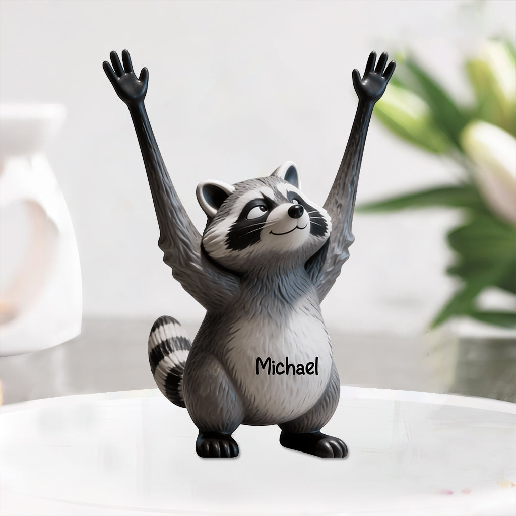 Décoration de salle de bain amusante avec un raton laveur - Plaque acrylique personnalisée en forme de raton laveur