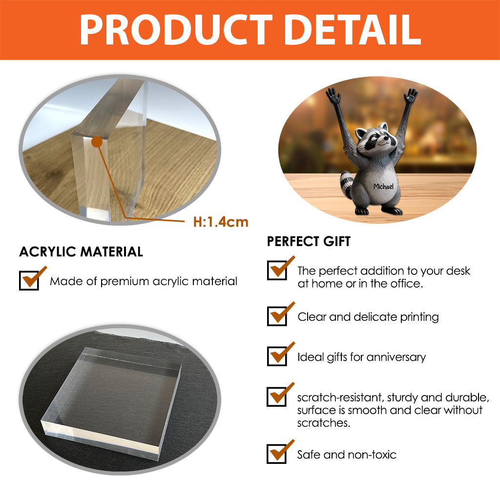 Décoration de salle de bain amusante avec un raton laveur - Plaque acrylique personnalisée en forme de raton laveur