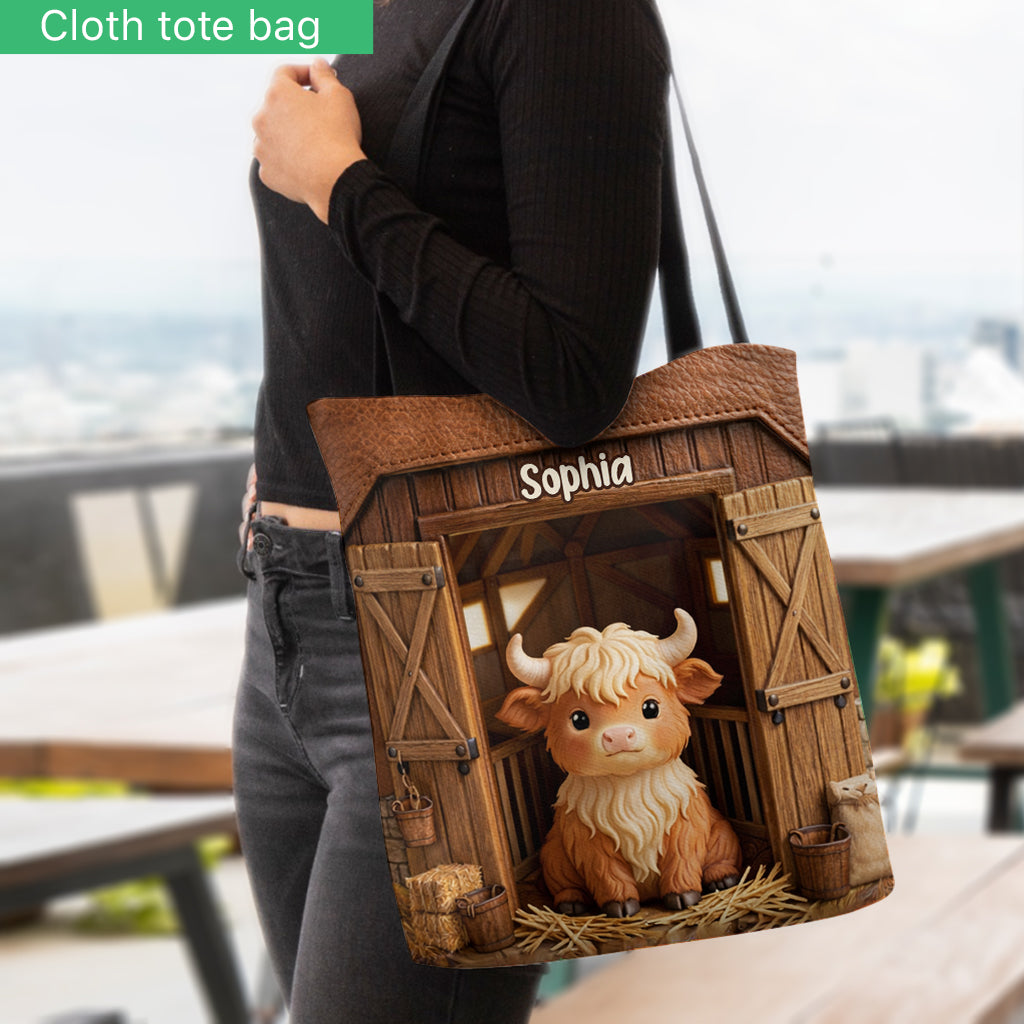 Cute Cow - Personalized Highland Cow Tote Bag