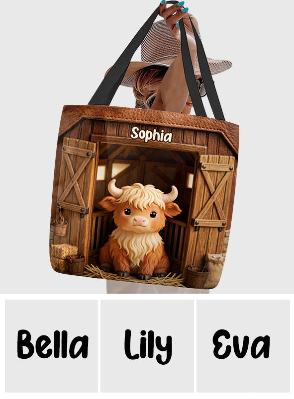 Cute Cow - Personalized Highland Cow Tote Bag