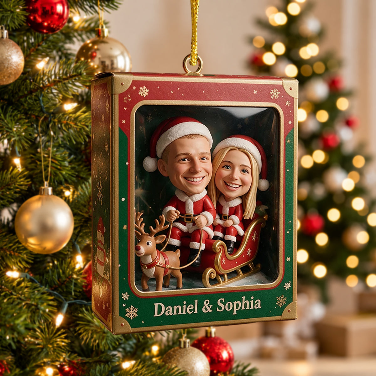 We're In a Sleigh - Personalized Couple Acrylic Box Ornament