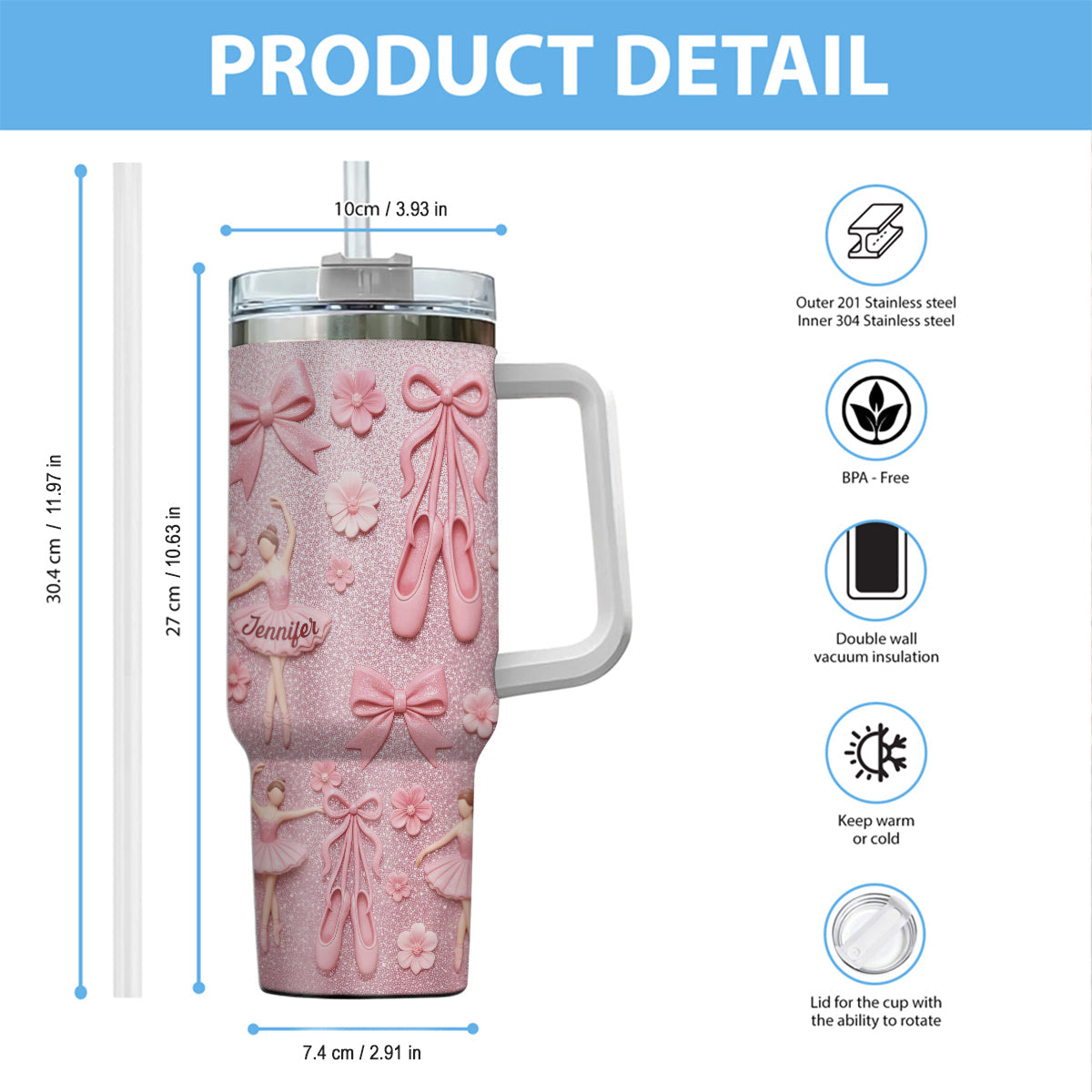 Lover Ballet - Personalized Ballet Tumbler With Handle