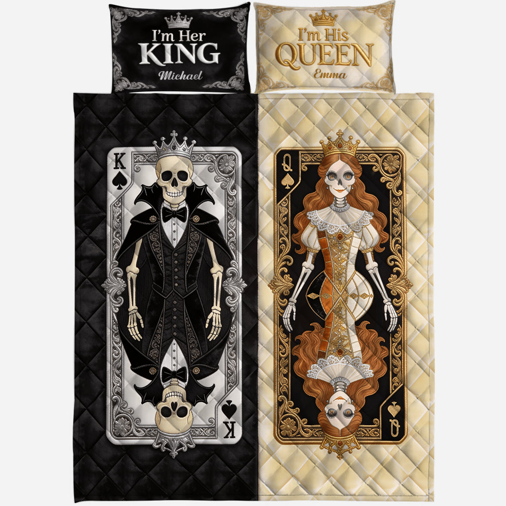 Her King His Queen - Personalized Skull Quilt Set