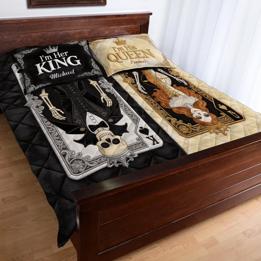 Her King His Queen - Personalized Skull Quilt Set