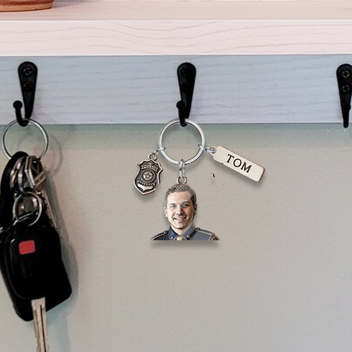 Porte-clés personnalisé pour les métiers - Porte-clés personnalisé pour policier avec breloques